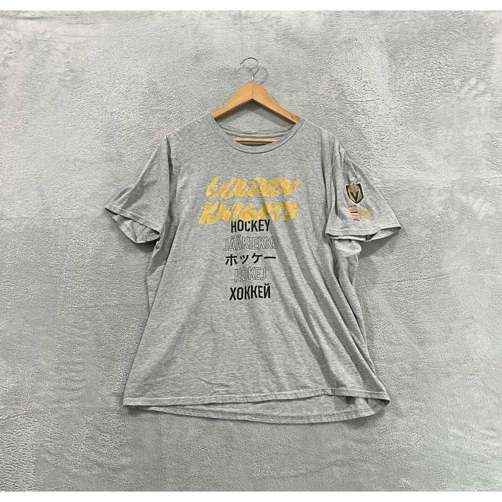 Vegas Golden Knights Amplifier T-Shirt Mens XL Gray Adidas NHL Hockey Sports